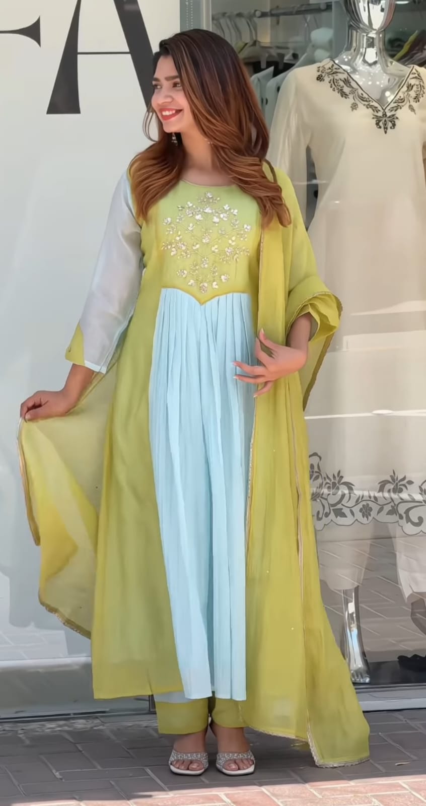 Organza With Embroidery Work.